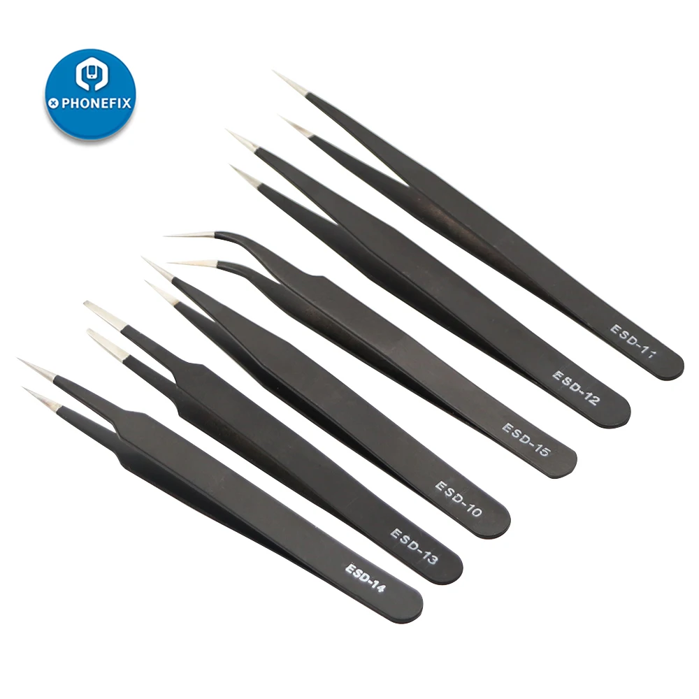 PHONEFIX 6pcs Stainless Steel Anti-Static Tweezers Mobile Phone Repair Tool SWD Tweezers For iPhone iPad Repair Tools PHONEFIX 6pcs Stainless Steel Anti-Static Tweezers Mobile Phone Repair Tool SWD Tweezers For iPhone iPad Repair Tools