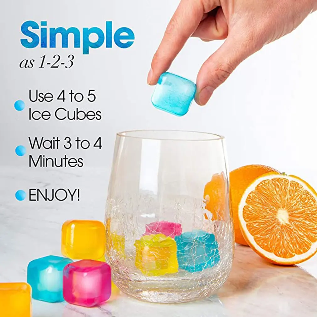 Hot 10Pcs/Pack Ice Cubes Reusable Cubes Colorful Chilling Squares Stones For Fast-Cooling Wine Whisky Drinks Party Bar Tool