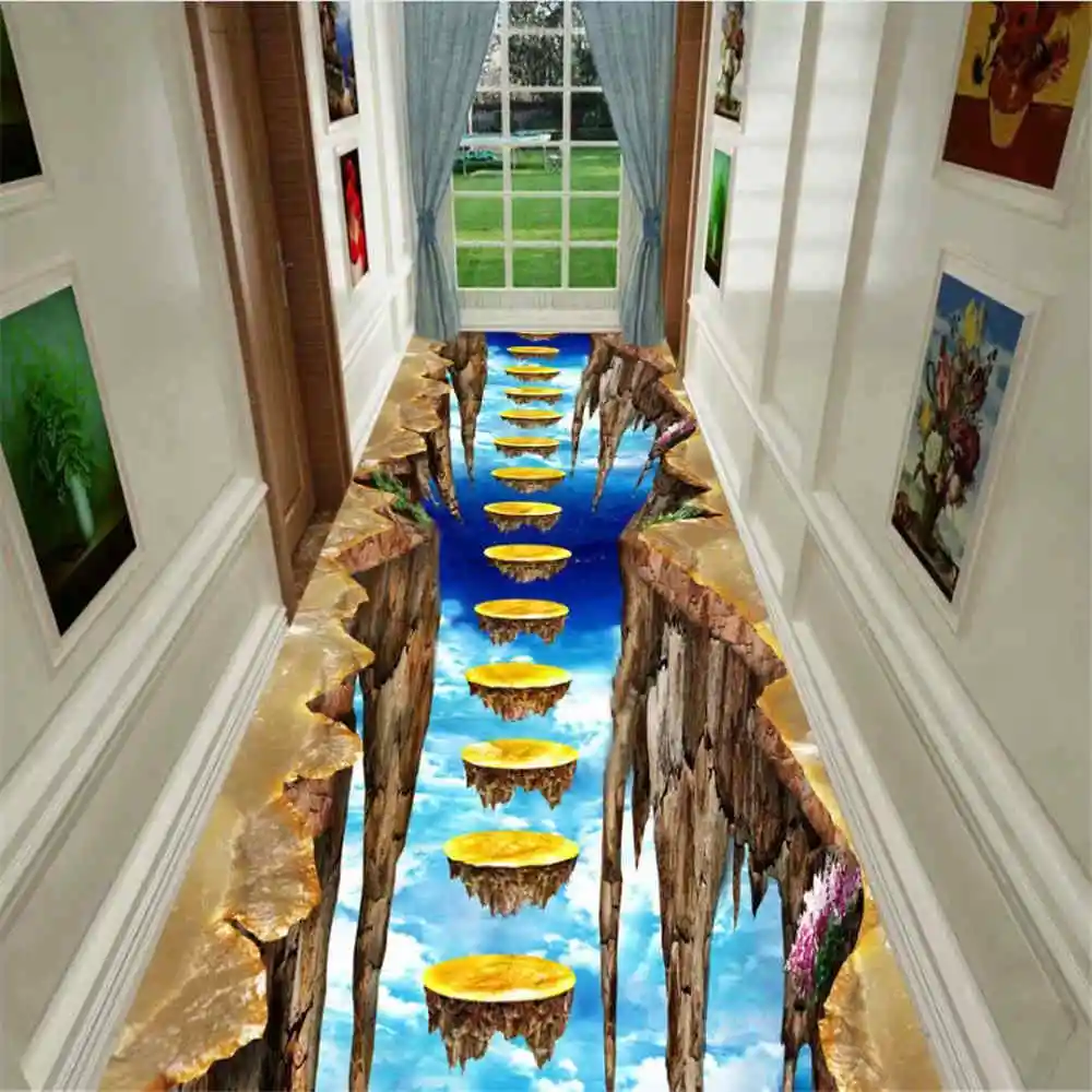 

Modern 3D Corridor Carpet Balcony Area Rugs Children Play Adventure Mat Flannel Kids Room Floor Mat Living Room Carpets
