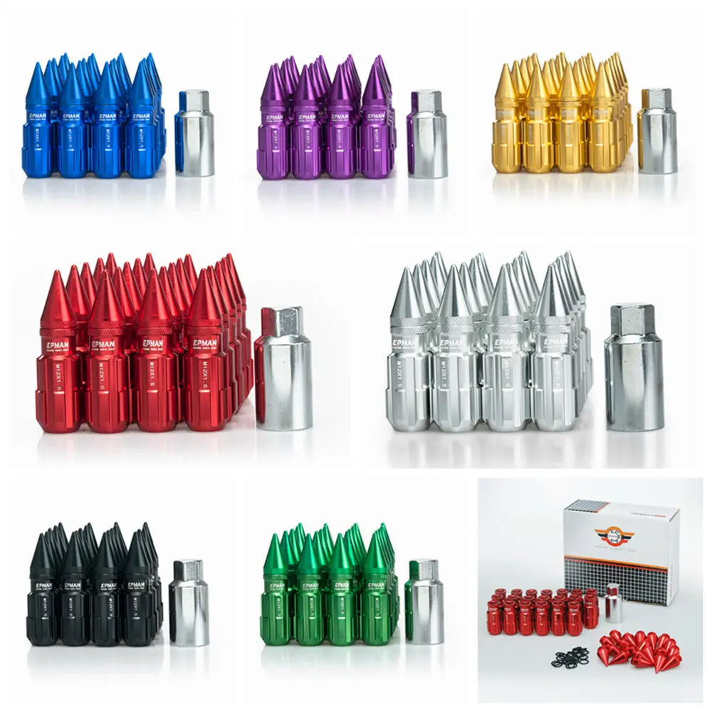 Racing Aluminum Locking Lug Nuts With Spikes 20pcs 12x1.5 W/Key For Honda Civic Aftermarker Wheel Nuts AF-E650H-1.5JT