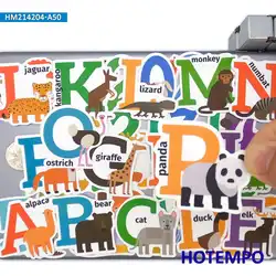 50 pièces mignon dessin animé anglais lettres animaux mots Kawaii Scrapbook cahiers téléphone autocollants pour ordinateur portable pour enfants jouets enseignement autocollant 