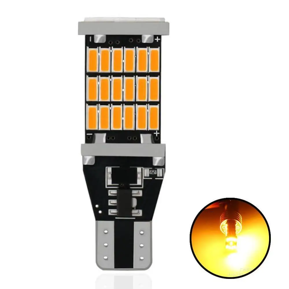 Автомобильный T15 16 Вт 45 SMD 4014 светодиодный автомобильный дополнительный фонарь заднего хода, автомобильный дневной ходовой светильник белого цвета, DC 12 В - Испускаемый цвет: yellow