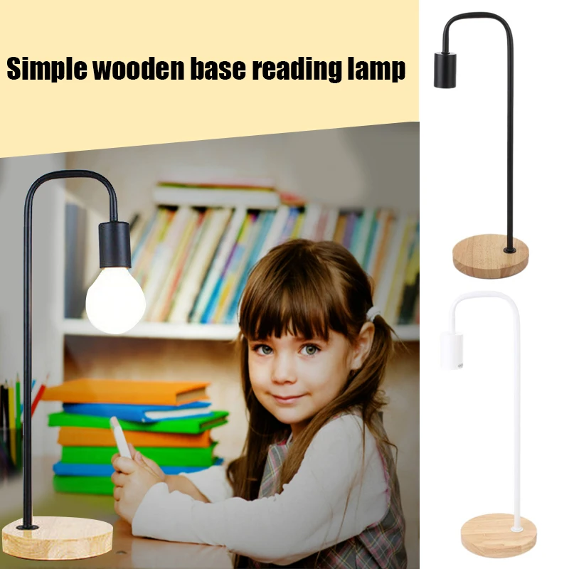

Simple Wooden Base Table Lamp Desk Lights Bedroom Reading Room Study Lighting