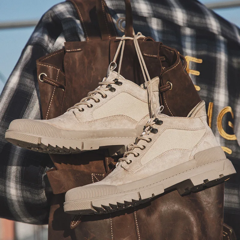 

2019 Autumn & Winter Men Mid-top Work Shoes Shell Head Martin Boots New Style Trend of Fashion Retro Work Shoes Boots