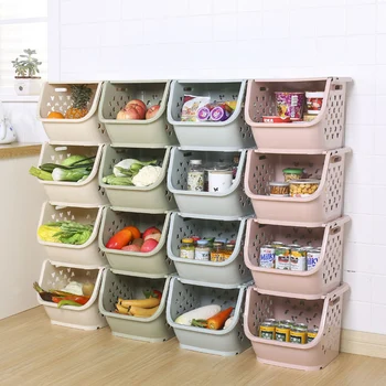 

Japanese Kitchen Fruit And Vegetable Storage Basket Can Be Stacked Multi-Function Storage Basket Plastic Pp Bathroom Corner Stor