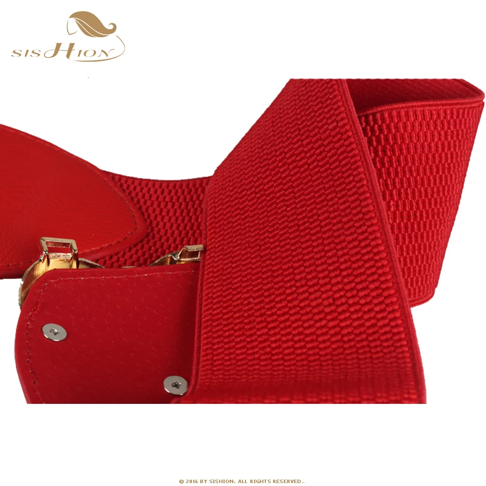 SISHION Ladies Fashion Retro Decorative Waist Seal Wild Skirt Women's Elastic Belt Elastic Wide Belt SP0680