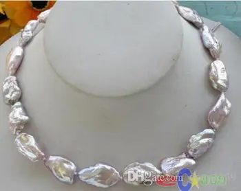 

Nature 16 "19mm baroque KESHI lavender doll pearl necklace