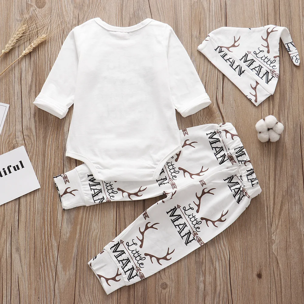 3PCS Sets Newborn Baby Boys Girls Clothes 2020 Summer Little Wizard Arrived Tops T-shirt+Halloween Pants+Hat Infant Baby Outfit baby clothing set red	