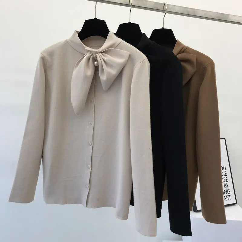 Neploe, темперамент, шнуровка, бант, дизайн, вязанный, Pull Femme, однотонный пуловер, свитер для женщин, тонкая, с одной грудью, нижняя часть, Джерси, 47695