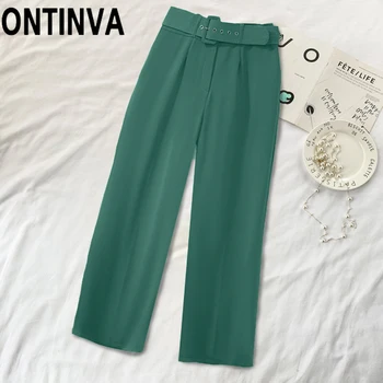 

2020 Summer Autumn Office Ladies Blazer Pants Green Black S 3XL Ladies Casual Trousers Slim Slimming Suit Pants with Waistband