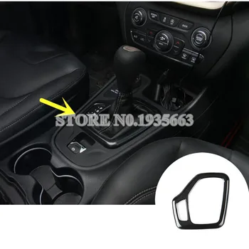 

For Jeep Cherokee Interior Gear Shift Box Panel Trim Cover Black/Silver 2014-2016 1pcs