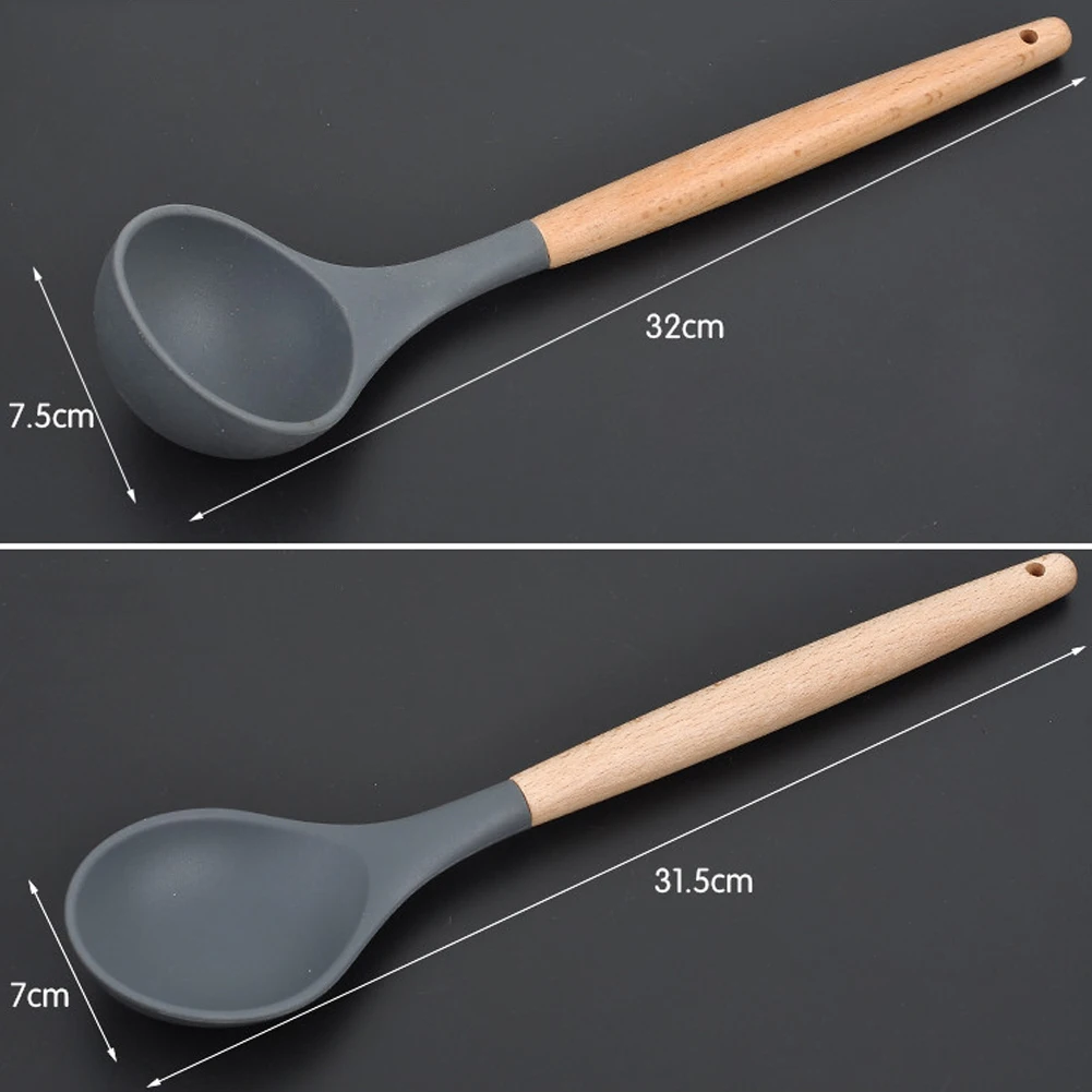 Набор кухонной утвари силиконовый кухонный гаджет инструмент деревянные ручки антипригарный