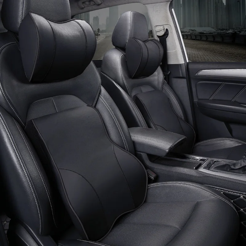 

Car Neck Pillow Lumbar Waist Support Headrest Pillows Back Cushion Seat Supports Memory Foam Seat Covers Auto Accessories