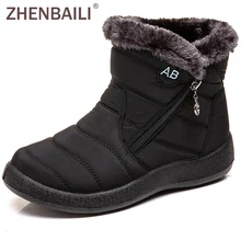 ZHENBAILI/ботильоны из водонепроницаемой ткани; женские зимние ботинки на плоской подошве; коллекция года; теплые женские ботинки на платформе; женская обувь; большие размеры