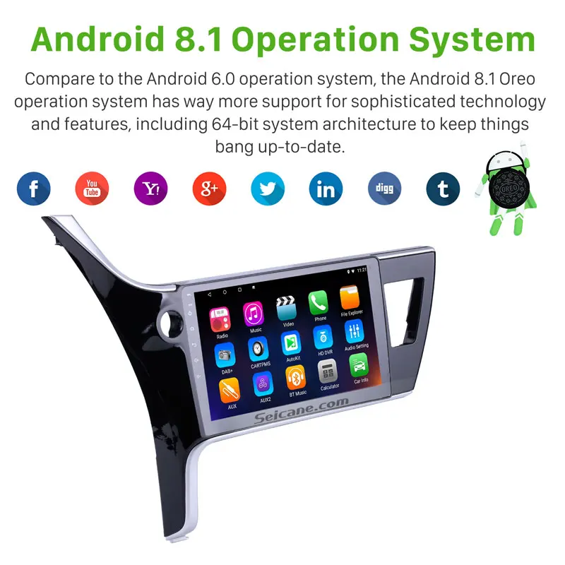Seicane 2Din автостерео Android 9 0 HD 10 1 &quotАвтомагнитола gps Navi для Toyota Corolla 2017 левое Вождение