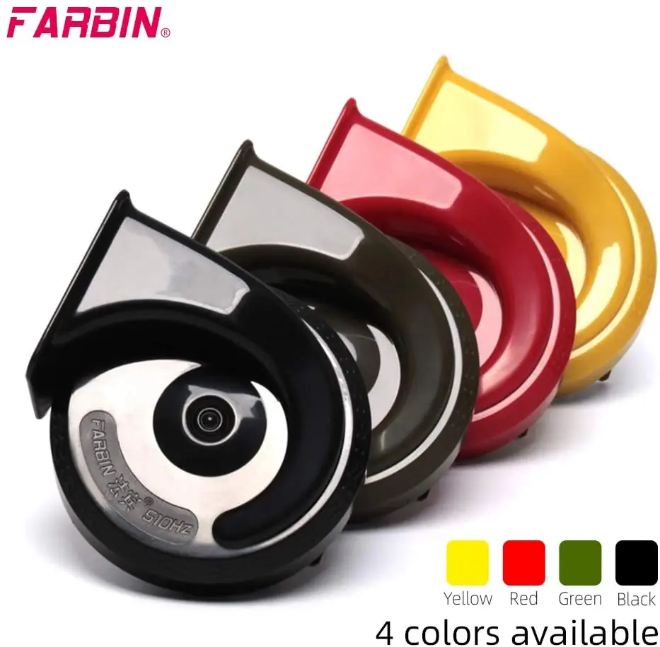 FARBIN Car Horn Loud 12v High/Low Tone Super Loud Horn Waterproof Electric for Truck Motorcycle Train Black/Blue/Red/Yellow car siren horn train horn waterproof horn motorcycle horn car air horn midrange horn