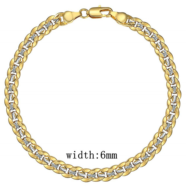 Bracelet 4mm 6mm Cuban Link Chain Yellow Gold Mix Silver Color Bracelet for Women Men fashion 2020 Jewelry Gift GB94A