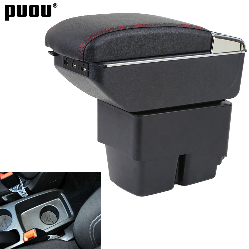 Para Ford Fiesta 2009-2017 reposabrazos caja central tienda Centro consola caja con sostenedor de taza