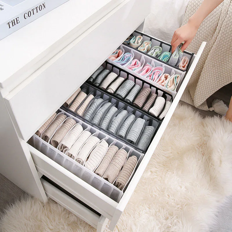 

Новый общежития органайзер для Носки дома разделены Нижнее белье коробка для хранения 7 сетки бюстгальтер Органайзер складной органайзер