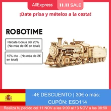 

Robotime Rokr DIY Movable Steam Train,Car,Jeep Wooden Model Building Block Kits Assembly Toy Gift for Children Adult