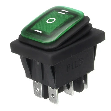Зеленый ВКЛ-ВЫКЛ-на 6pins, 16A 20A 125V 250V AC автомобиль лодка светодиодный светильник кулисный переключатель с фиксацией Водонепроницаемый три позиции - Цвет: Зеленый