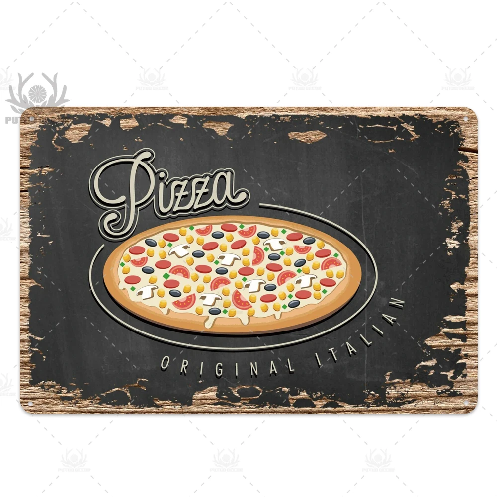 TH1935 Пицца зона Оловянная табличка металлическая винтажная металлическая вывеска Настенный декор для кафе бистро Ресторан пицца зона декоративная металлическая тарелка - Цвет: TH1935