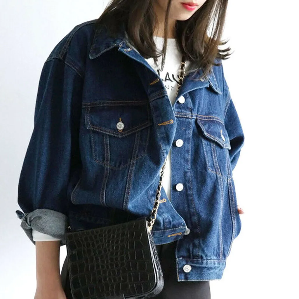 

Women Denim Jacket Faded Ripped Fitted Vintage Boyfriend Oversized Casual Autumn Winter Womens Gril Coat Dropshipping M840#
