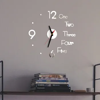 

new DIY Wall Clock Watch 3D Mirror Surface Sticker Home Office Decor Clock Room Quartz Needle Home Decoration Klok
