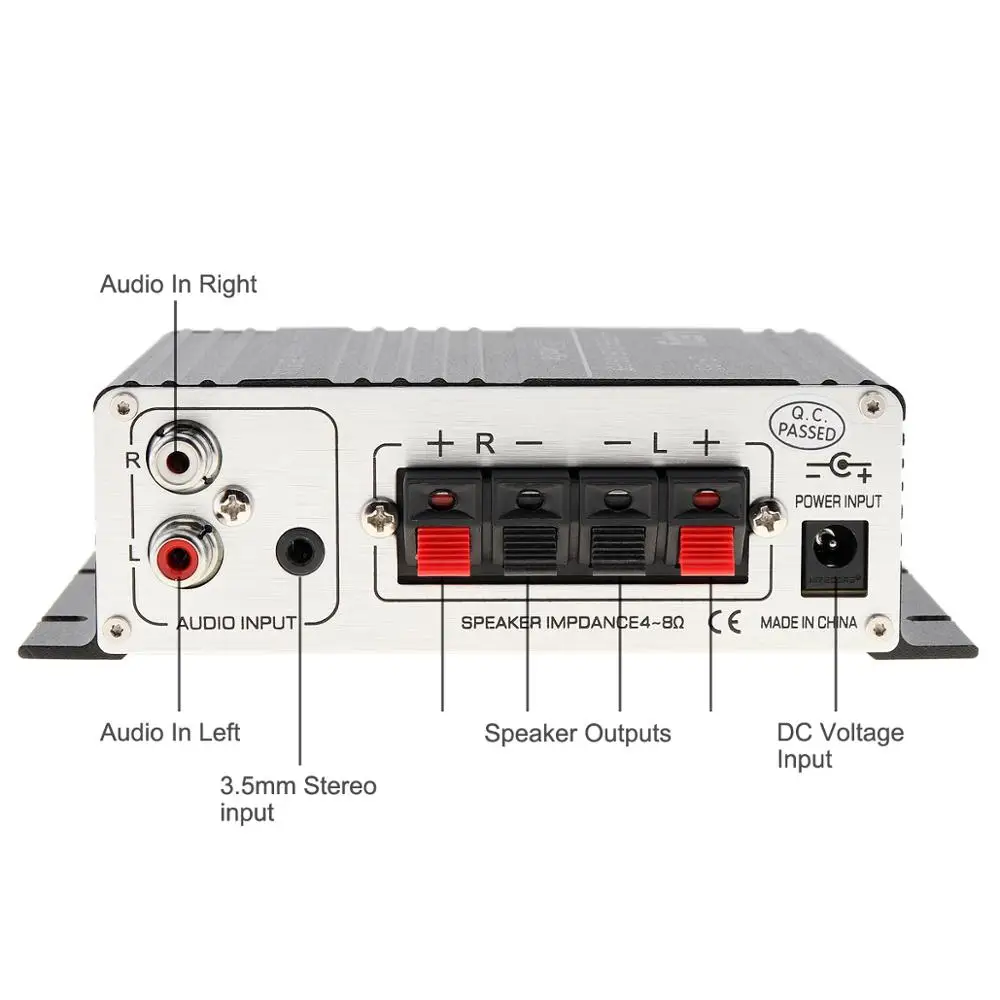 Автомобильный Усилитель Mini V3 20 Вт 12 В Hi Fi стерео усилитель MP3 автомобильный Amp RCA 3 5
