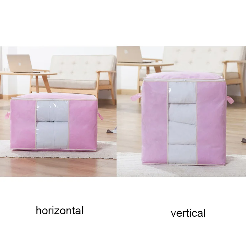 Rantion складная сумка для хранения одежды одеяло коробки шкаф Органайзер для свитера коробка, мешочек для хранения ящиков органайзер для хранения - Цвет: Pink
