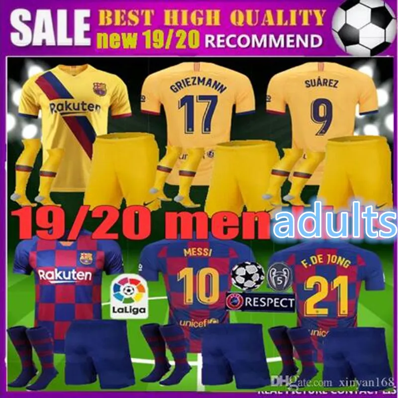 Комплект для взрослых+ носки Barcaed Jersey soccer F. DE JONG GRIEZMANN MESSI SUAREZ ARTHUR COUTINHO VIDAL I. RAKITIC