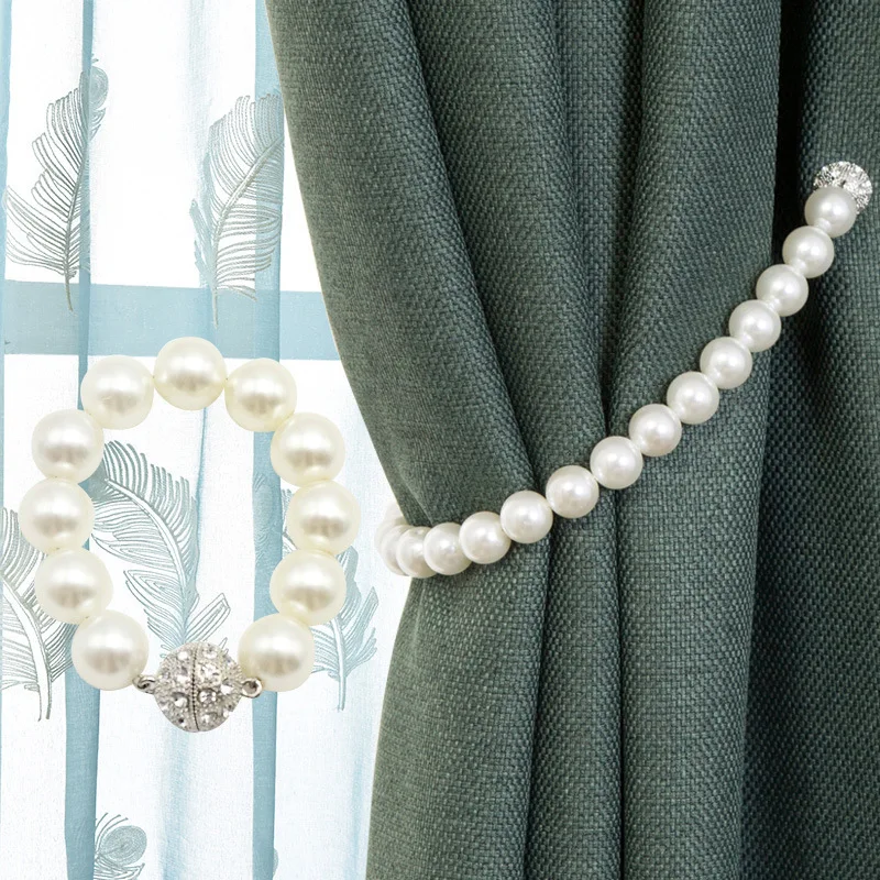 Magnetic Curtain Strap Buckle Holder Pearl Beads Tiebacks Tie Backs Clips . 