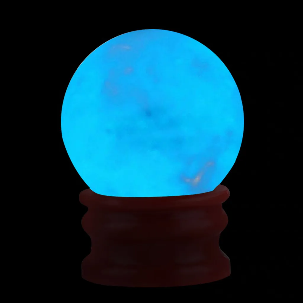 50mm Quartz Luminous Blue Crystal Healing Ball Sphere Desktop Decor Decoration 