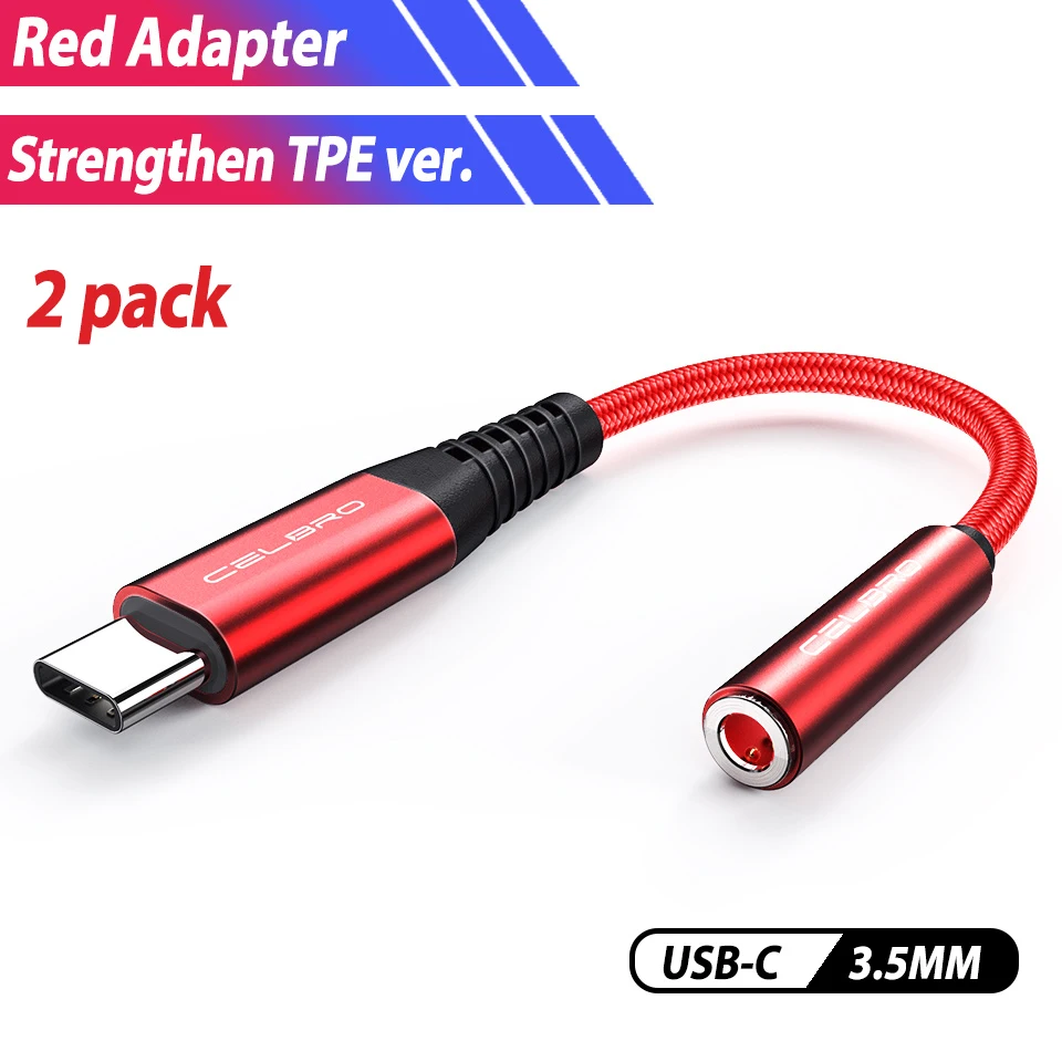 2 шт. в упаковке кабель 3,5 Jack type C 3,5 мм Aux адаптер Usb C до 3,5 мм аудио кабель Usb OTG type c адаптер для Oneplus 7t 7 Pro 6t Xiaomi - Цвет: red--2pack