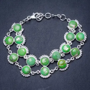 

Natural Turquoise Handmade Unique 925 Sterling Silver Bracelet 6 3/4-8" Y0876