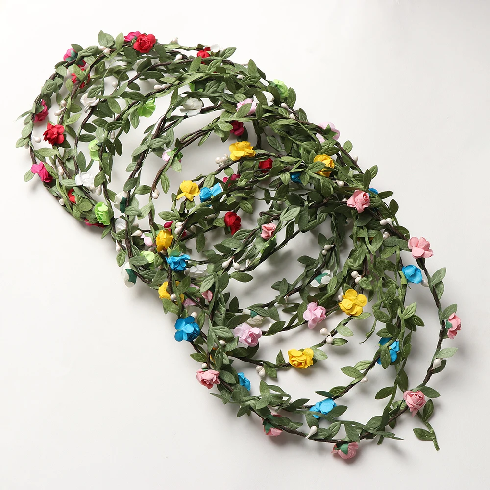1PC Bohemian Style Bridesmaid Garland Adjustable Bride Flower Headbands Cute Women Headdress Hairdressing Decoration Tools
