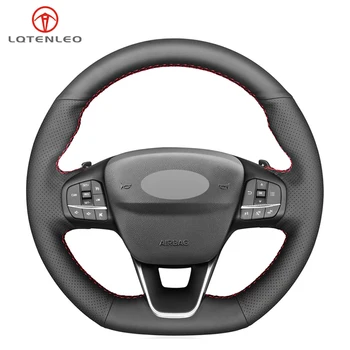 

LQTENLEO Black Artificial Leather Steering Wheel Cover For Ford Focus ST-Line Fiesta ST-Line 2018-2019 Focus ST Fiesta ST 2019