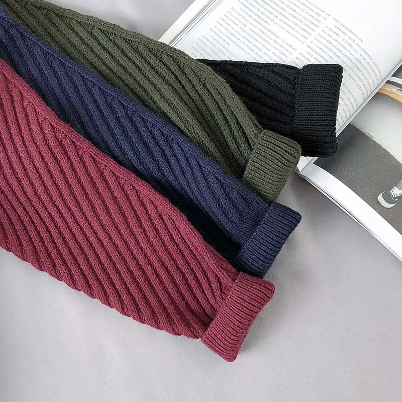 Sweaters Men Simple Design All-Match Soft Warm Daily Wear Korean Style Knitting Sweater Pull Homme Black Navy Army green