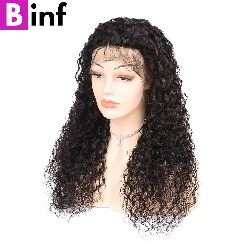

BINF 360 Water Wave Lace Frontal Human Hair Wigs Pre-Plucked With Baby Hair Non-Remy 150% Density India Hair For Woman