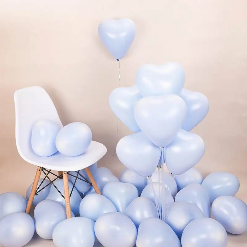 10pcs 10inch Macaron Heart Balloons Happy Birthday Helium Latex Balloon Wedding Party Decoration Event Party Supplies - Цвет: blue
