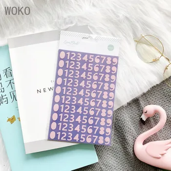 

WOKO 5pcs Kawaii Fresh Color Basic Digital/Number Lovely Daily Week Plan Date Retro Decorative Stickers DIY Scrapbooking planner