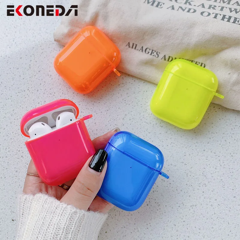 

EKONEDA Plain Candy Color Case For Airpods Case Silicone Soft Protective Earphone Shell For Airpod 2 Case Transparent Cover