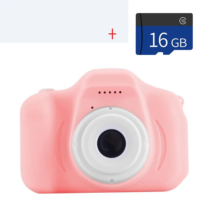 pink with card Мини цифровой Камера 2-дюймовый ЖК-дисплей Дисплей детская Камера HD 8 м передние и задние Камера фотографии на открытом воздухе для детей для маленьких мальчиков и девочек - Цвет: pink with card
