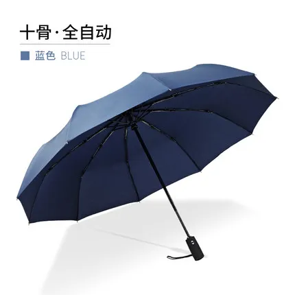 10 Ribs Umbrella A Полностью автоматический зонт для мужчин открытый parapluie femme большой складной усиленный ветер алюминиевый сплав трубка Солнечный дождливый зонтик QZH143 - Цвет: 10 Ribs Umbrella A