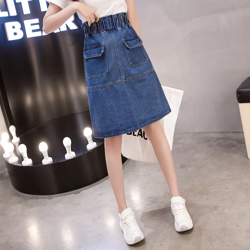 

Denim Skirt Large Size Dress 200 of Fat Mm2019 New Style Mid-length Skirt Students Korean-style