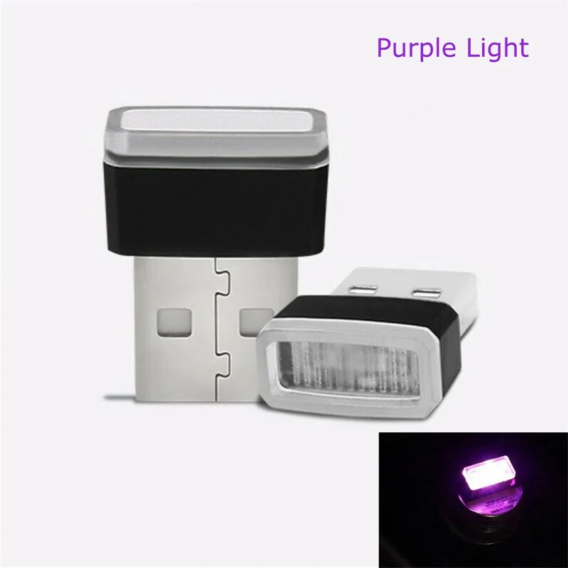 10X гибкий мини-usb 5 в цветные светодиодные лампы Ночник Лампа для Автомобильная атмосферная лампа яркий аксессуар отличительные огни эффект - Испускаемый цвет: Фиолетовый