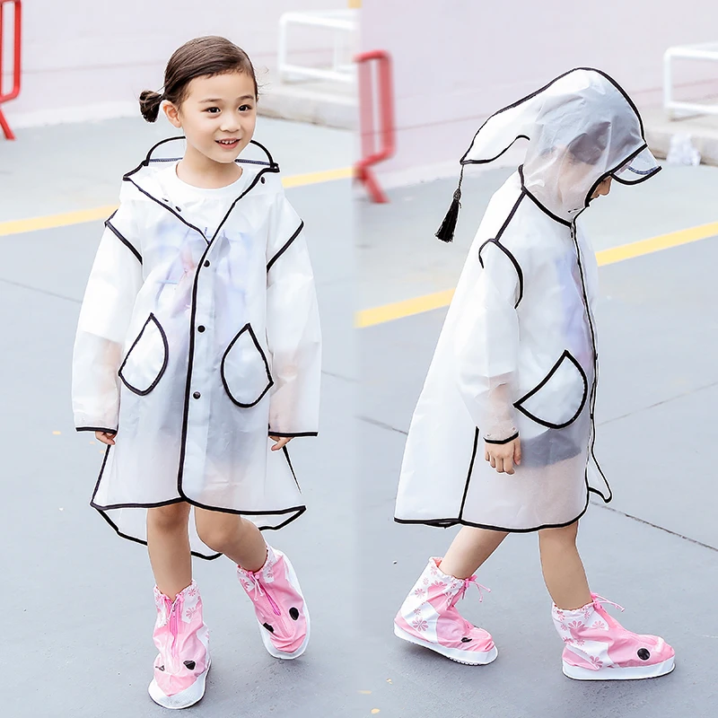 Новая модная одежда для девочек, прозрачный; эва Пластик непромокаемое пальто для девочек путешествия непромокаемый плащ милый пончо для детей непромокаемый плащ