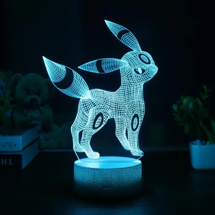 Мультяшная игра Покемон 3D лампа Eevee декоративная настольная лампа Umbreon Vaporeon Espeon роль Красочный ночник детский подарок - Испускаемый цвет: Umbreon