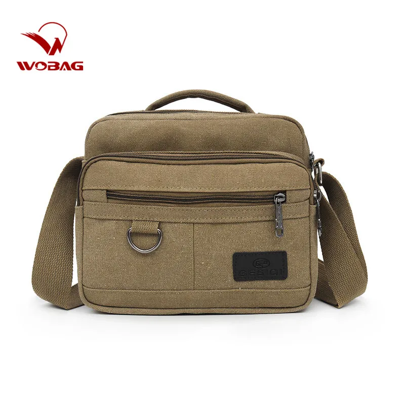 

Men Outdoor Travel Messenger Bag Canvas Casual Solid Color Handbag Lightweight Zip Shoulder Bag Horizontal
