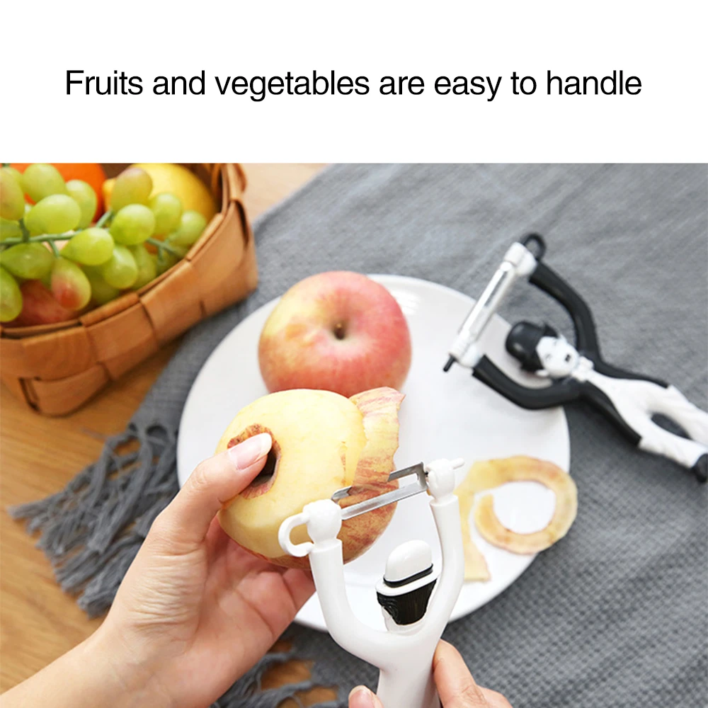 

1PC Handheld Fruit Vegetable Peeler Creative Plastic Character Standing Stainless Steel Slicer Kitchen Gadgets Accessories